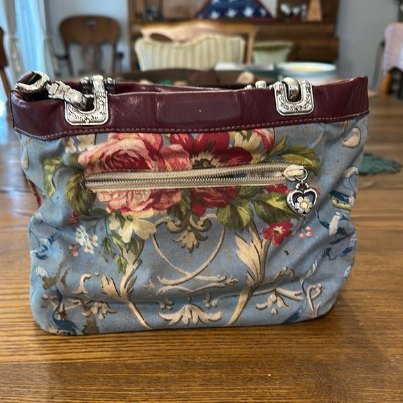 Brighton Jodi Reversible Wine Leather and Romantic French Toile Canvas Mini Bag - Picture 4 of 15